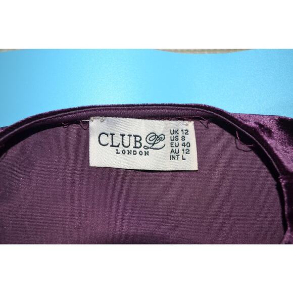 Club L London Long Sleeve Velvet Mini Dress Burgundy Color Size 8 - Picture 5 of 8